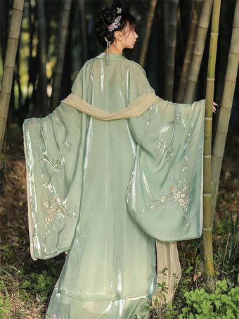 中華風ロリータ衣装 グリーン 刺繍入り 長袖 オーバーコート ジャンパー