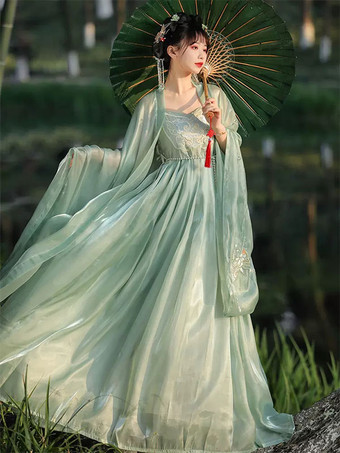 中華風ロリータ衣装 グリーン 刺繍入り 長袖 オーバーコート ジャンパー