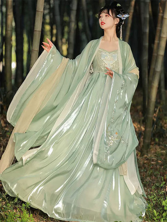 中華風ロリータ衣装 グリーン 刺繍入り 長袖 オーバーコート ジャンパー