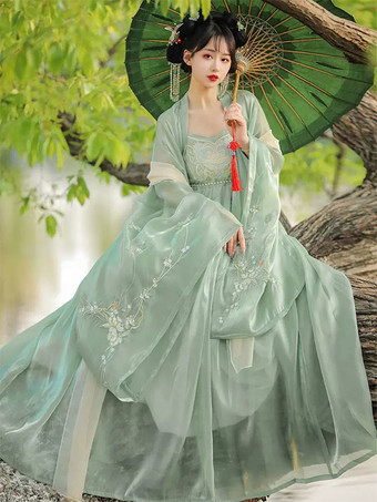中華風ロリータ衣装 グリーン 刺繍入り 長袖 オーバーコート ジャンパー