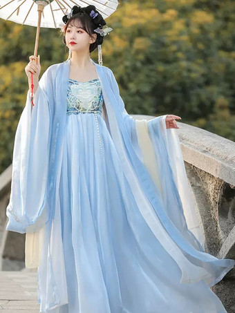 ライトスカイブルー中華風ロリータ衣装 グリーン 刺繍入り 長袖 オーバーコート ジャンパー