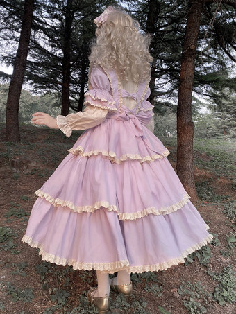 ゴシックロリータドレス リボン フリル パープル パープル