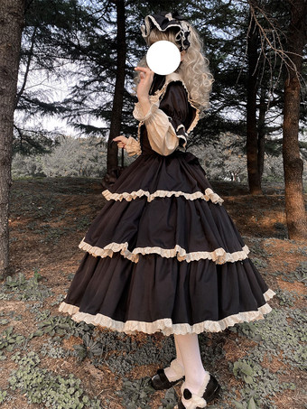 ゴシックロリータドレス リボン フリル パープル パープル