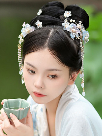 Chinesischer Stil Lolita-Zubehör hellhimmelblaue Perlen Ketten Zubehör Metall Verschiedenes