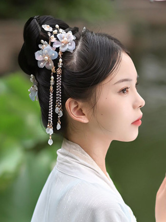 Hellschiefergrau Chinesischer Stil Lolita-Zubehör hellhimmelblaue Perlen Ketten Zubehör Metall Verschiedenes