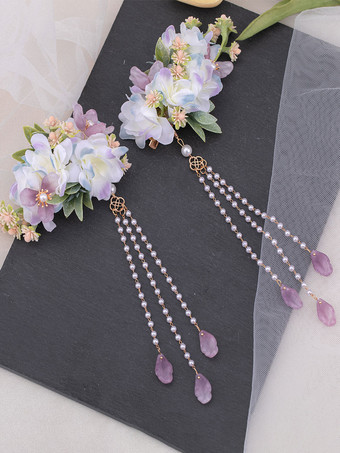 中国風ロリータ アクセサリー ラベンダー 花 チェーン アクセサリー メタル その他