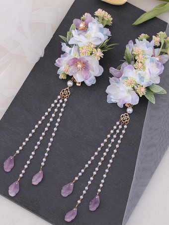 中国風ロリータ アクセサリー ラベンダー 花 チェーン アクセサリー メタル その他