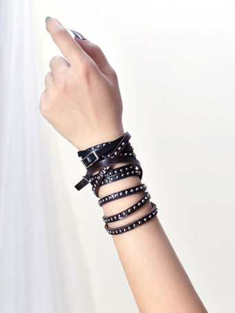 ブラック ゴスロリ アクセサリー ブラック リベット PUレザー アクセサリー その他