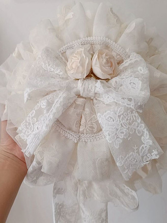 ホワイト 甘いロリータ帽子フリル レース アクセサリー エクリュ ホワイト ロリータ アクセサリー