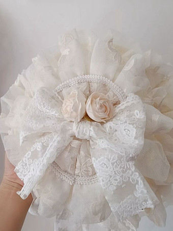 甘いロリータ帽子フリル レース アクセサリー エクリュ ホワイト ロリータ アクセサリー
