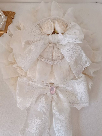 甘いロリータ帽子フリル レース アクセサリー エクリュ ホワイト ロリータ アクセサリー