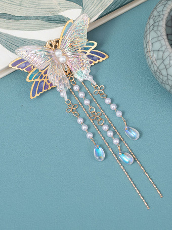 中国風ロリータ アクセサリー ライラック バタフライ パール チェーン メタル アクセサリー その他