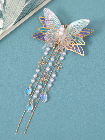 中国風ロリータ アクセサリー ライラック バタフライ パール チェーン メタル アクセサリー その他