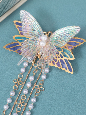 中国風ロリータ アクセサリー ライラック バタフライ パール チェーン メタル アクセサリー その他