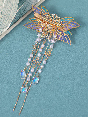 中国風ロリータ アクセサリー ライラック バタフライ パール チェーン メタル アクセサリー その他