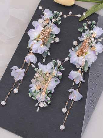 中国風ロリータ アクセサリー ライラック パール チェーン 花 メタル アクセサリー その他