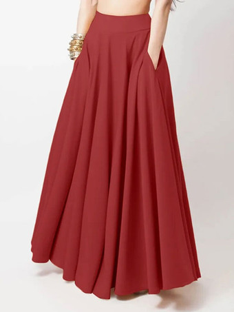 Falda de mujer Negro plisado Cintura larga levantada Pantalones de mujer de gran tamaño