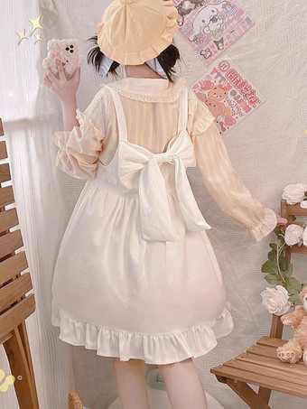 スウィートロリータドレス ポリエステル ノースリーブ リボン ジャンパードレス