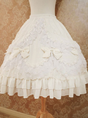 ロリータ ウェディング ドレス ロリータ SK エクリュ ホワイト レース リボン ロリータ スカート