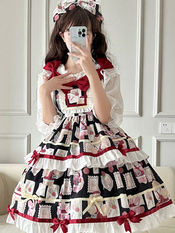 甘いロリータ ドレス ポリエステル ノースリーブ 甘いジャンパー ロリータ ドレス