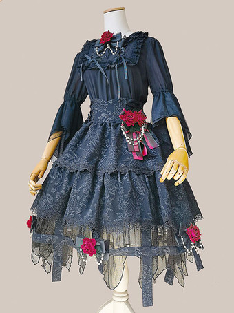 ゴスロリ ドレス レースアップ ブラック ブラック