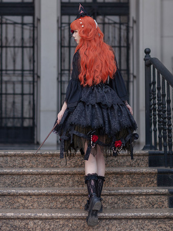 ゴスロリ ドレス レースアップ ブラック ブラック