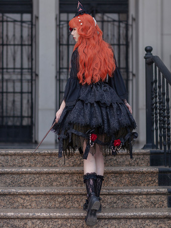 ロリータ スペシャル ロリータ トップ ベスト コスチューム アスレチック ロリータ ブラック ノースリーブ 花柄