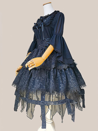 ゴスロリ ドレス レースアップ ブラック ブラック