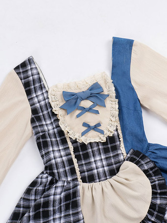 ロリータ ドレス スウィート クール スパイシー ガール 長袖 ブルー