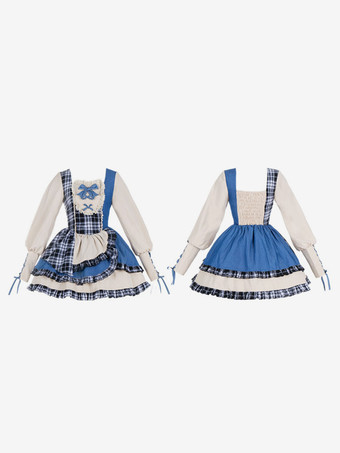 ロリータ ドレス スウィート クール スパイシー ガール 長袖 ブルー