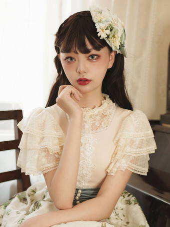 ゴスロリ ブラウス ロリータ トップ 半袖 フリル レース ロリータ シャツ ブラック