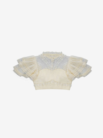 ゴスロリ ブラウス ロリータ トップ 半袖 フリル レース ロリータ シャツ ブラック