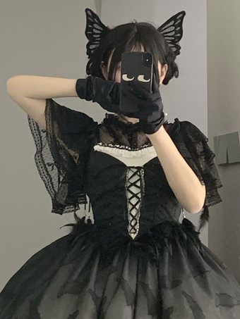 ゴスロリ ブラウス ロリータ トップ 半袖 フリル レース ロリータ シャツ ブラック