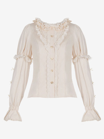 ゴスロリ ブラウス フリル 長袖 ブラウス ロリータ トップ ブラック ロリータ シャツ