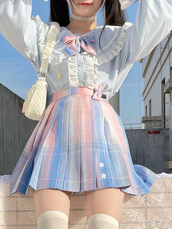 甘いロリータ ブラウス フリル長袖ブラウス ロリータ トップ ライト スカイブルー ロリータ シャツ