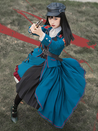 Disfraces Uniforme militar Lolita Ejército Volantes Ojales Cian Cian