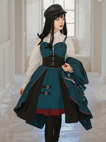 Disfraces Uniforme militar Lolita Ejército Volantes Ojales Cian Cian