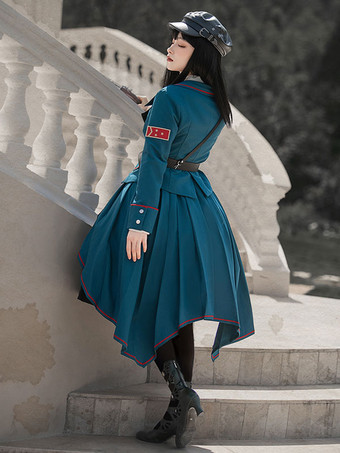 Disfraces Uniforme militar Lolita Ejército Volantes Ojales Cian Cian