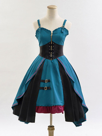 Disfraces Uniforme militar Lolita Ejército Volantes Ojales Cian Cian