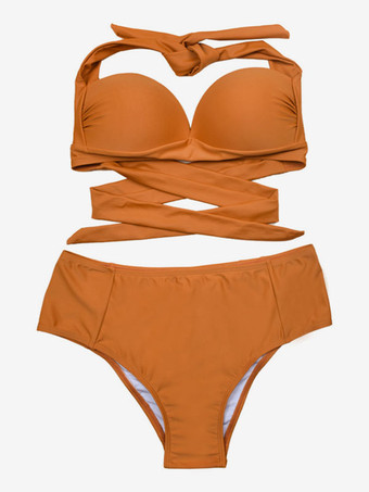 女性のためのビキニ水着ダークグリーン背中の開いた夏のセクシーな水着