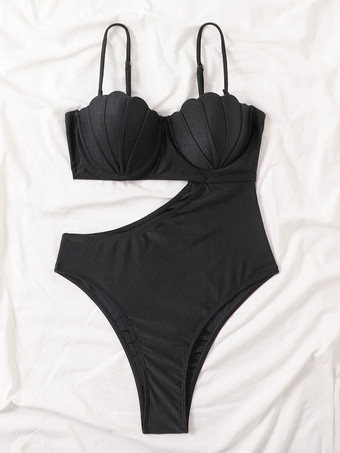 モノキニ水着 ブラック カットアウト スイートハートネック バックレス サマービーチ水着