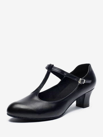 noir Chaussures De Danse De Salon Femme Talon Carré
