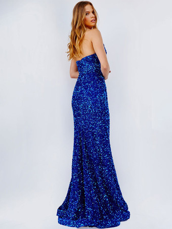 プロムドレスマーメイド V ネックスパンコールノースリーブパーティードレス無料カスタマイズ