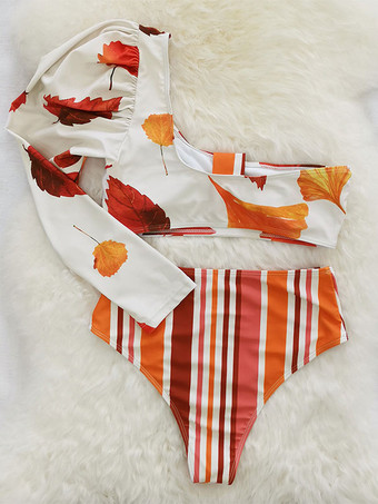 3点セット 水着 オレンジ バックレス 夏 セクシー水着