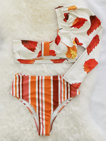 3点セット 水着 オレンジ バックレス 夏 セクシー水着