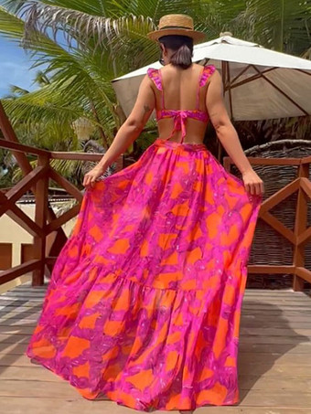 ビキニ 3点セット 女性用 ローズフリル サマービーチ水着