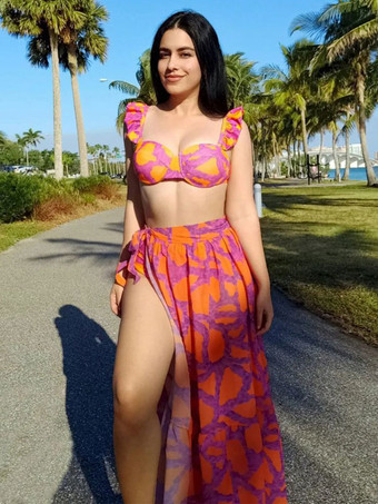 ビキニ 3点セット 女性用 ローズフリル サマービーチ水着