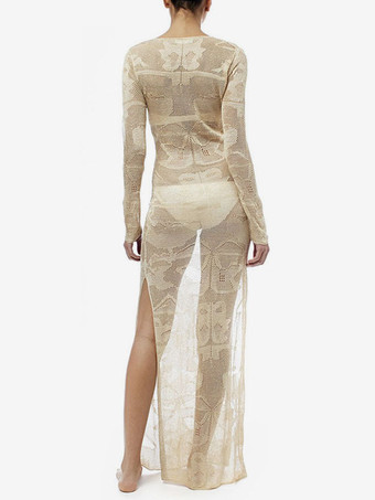 女性カバーアップブラックカットアウトVネックロングスリーブハイスリットサマービーチ水着