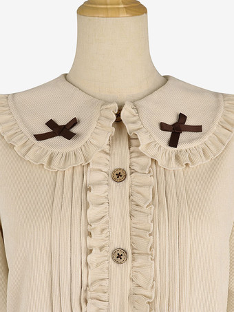 アカデミック ロリータ ブラウス フリル ロリータ トップ長袖ブラウス エクリュ ホワイト ロリータ シャツ