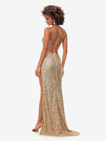 プロムドレス 2025 マーメイド スイートハートネック スパンコール ノースリーブ スプリットフロント ページェントドレス 無料カスタマイズ